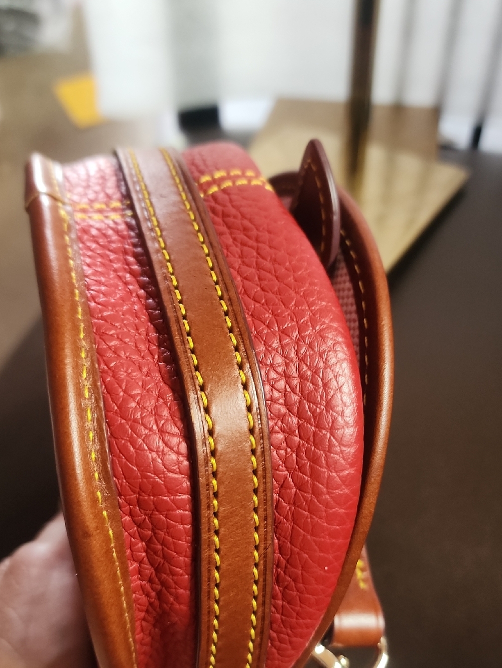 Dooney & Bourke Red Pebbled Leather Crossbody Saddle Bag Like New - Picture 12 of 16